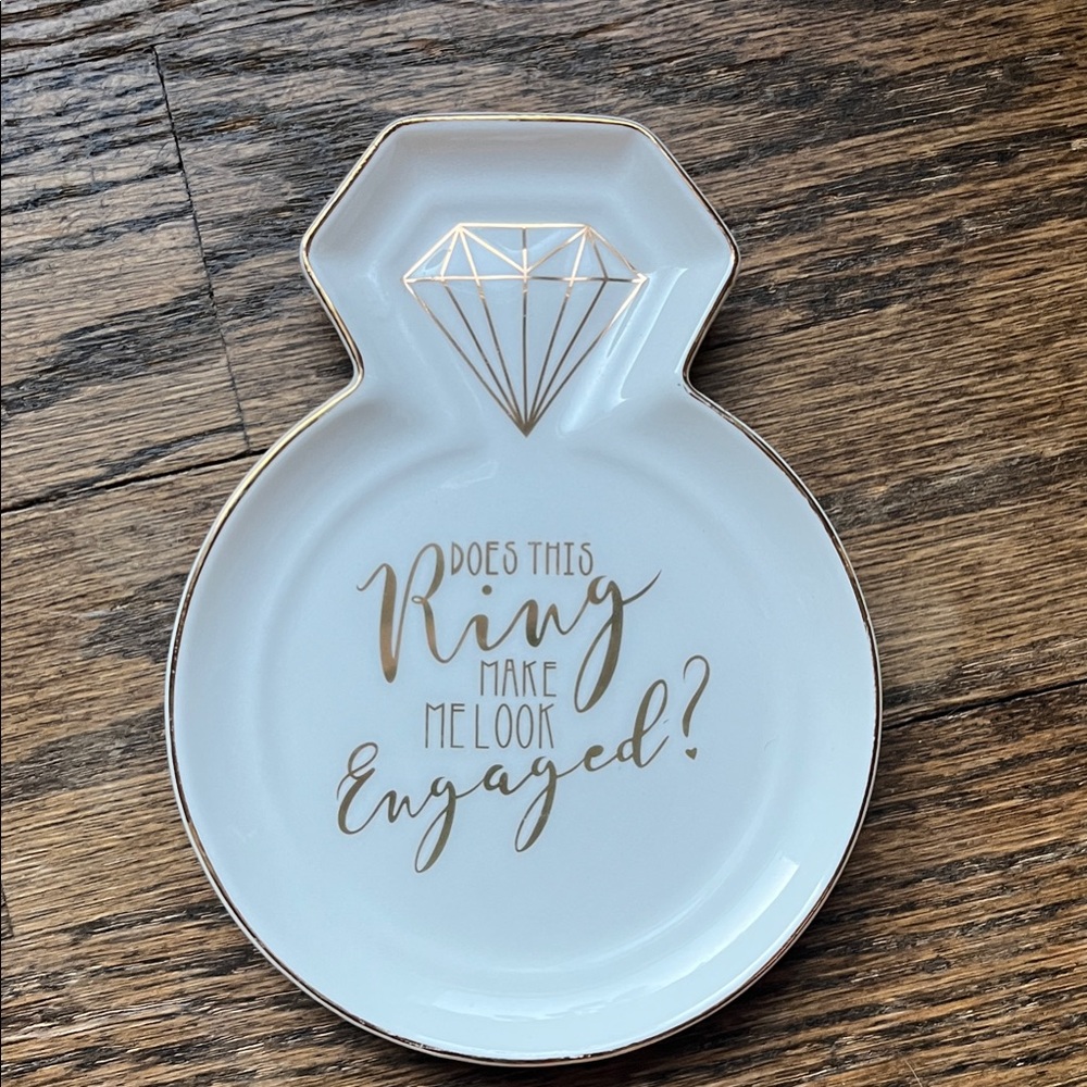 White and Gold Ring Dish